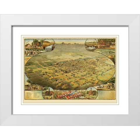 Phoenix Arizona - Schmidt 1885 White Modern Wood Framed Art Print with Double Matting by Schmidt