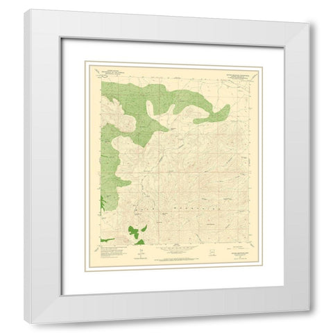 Potter Mountain Arizona Quad - USGS 1958 White Modern Wood Framed Art Print with Double Matting by USGS