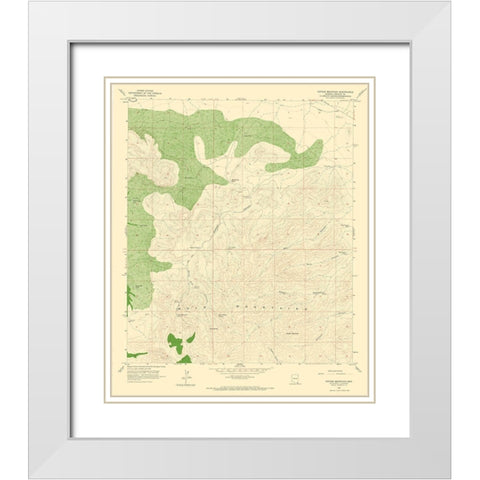 Potter Mountain Arizona Quad - USGS 1958 White Modern Wood Framed Art Print with Double Matting by USGS