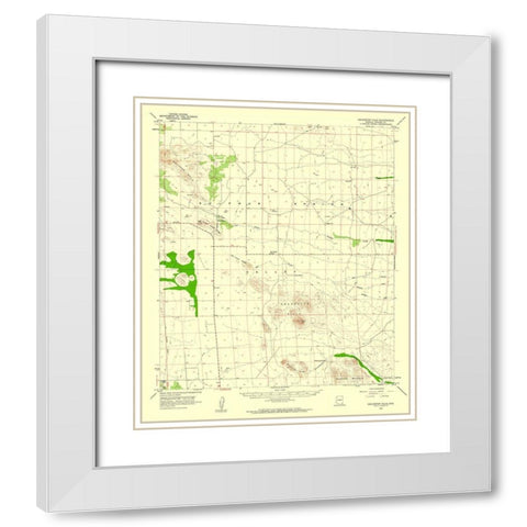 Squaretop Hills Arizona Quad - USGS 1958 White Modern Wood Framed Art Print with Double Matting by USGS