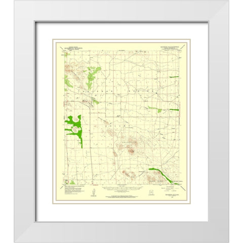 Squaretop Hills Arizona Quad - USGS 1958 White Modern Wood Framed Art Print with Double Matting by USGS