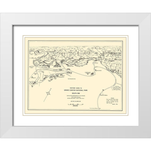 Grand Canyon South Rim Guide White Modern Wood Framed Art Print with Double Matting by Park Services