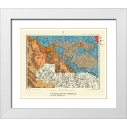 Arizona West Central Arizona Geographical Sheet White Modern Wood Framed Art Print with Double Matting by US Army