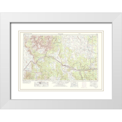 Williams Arizona Sheet - USGS 1972 White Modern Wood Framed Art Print with Double Matting by USGS