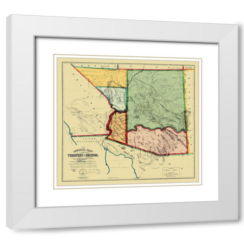 Arizona Territory - Gird 1865 White Modern Wood Framed Art Print with Double Matting by Gird