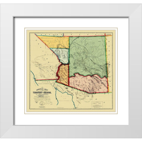 Arizona Territory - Gird 1865 White Modern Wood Framed Art Print with Double Matting by Gird