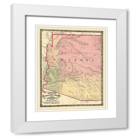 Arizona - Cram 1875 White Modern Wood Framed Art Print with Double Matting by Cram