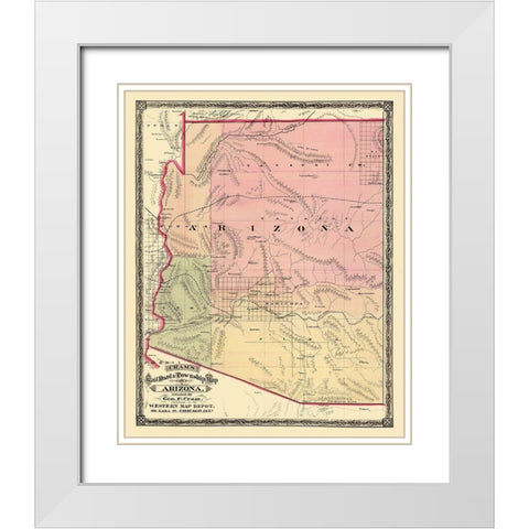 Arizona - Cram 1875 White Modern Wood Framed Art Print with Double Matting by Cram
