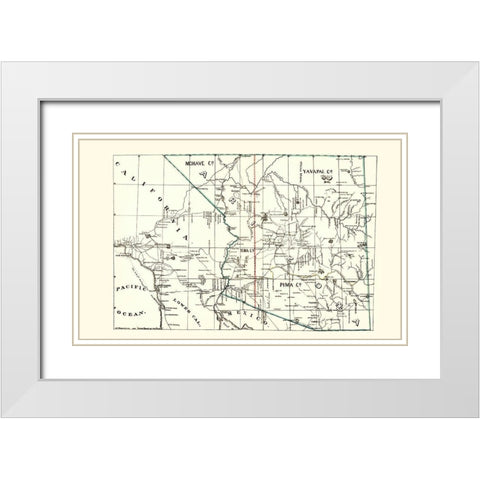 Arizona Guide Book of the Pacific - Brown 1866 White Modern Wood Framed Art Print with Double Matting by Brown