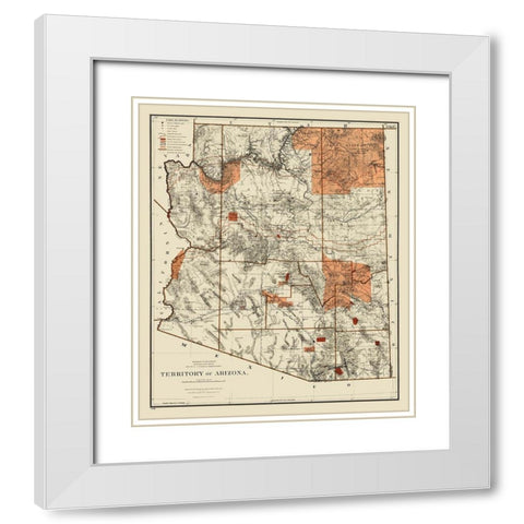 Arizona Territory - General Land Office 1887 White Modern Wood Framed Art Print with Double Matting by General Land Office