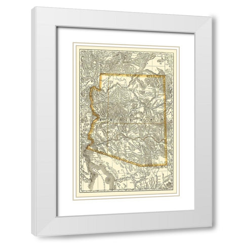 Arizona - Rand McNally 1876 White Modern Wood Framed Art Print with Double Matting by Rand McNally