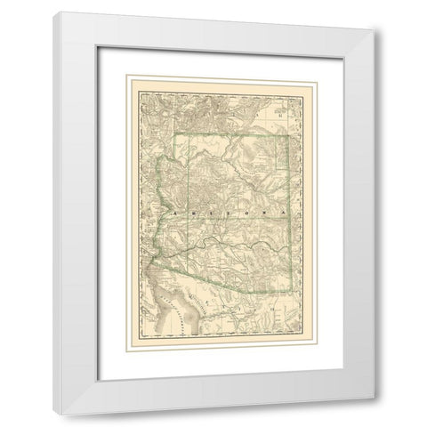 Arizona - Rand McNally 1879 White Modern Wood Framed Art Print with Double Matting by Rand McNally