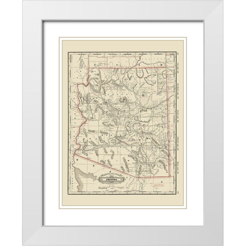 Arizona - Cram 1889 White Modern Wood Framed Art Print with Double Matting by Cram