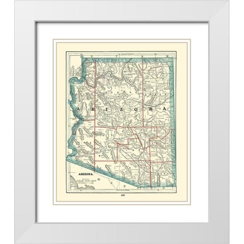 Arizona - Rathbun 1893 White Modern Wood Framed Art Print with Double Matting by Rathbun