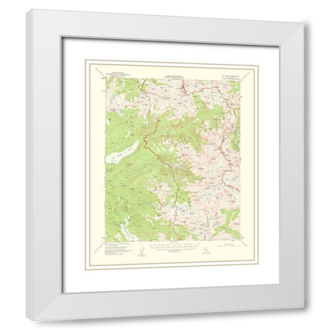 Mt Abbot California Quad - USGS 1963 White Modern Wood Framed Art Print with Double Matting by USGS