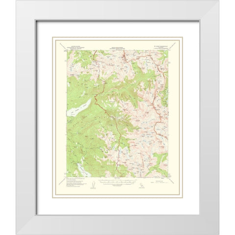 Mt Abbot California Quad - USGS 1963 White Modern Wood Framed Art Print with Double Matting by USGS