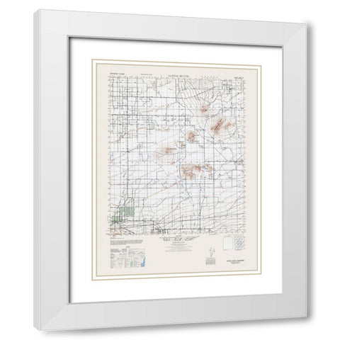 Alpine Butte Sheet - US Army 1943 White Modern Wood Framed Art Print with Double Matting by US Army