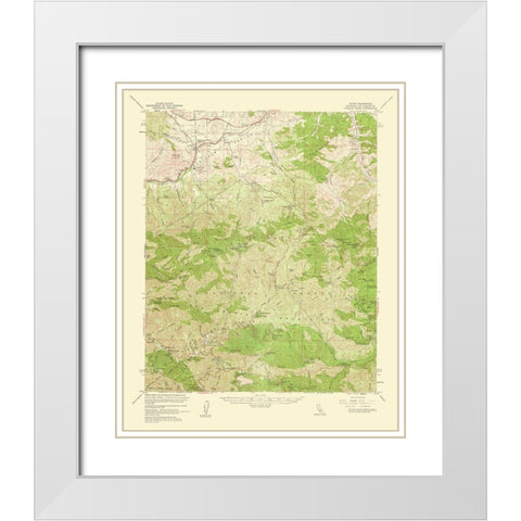 Acton California Quad - USGS 1961 White Modern Wood Framed Art Print with Double Matting by USGS