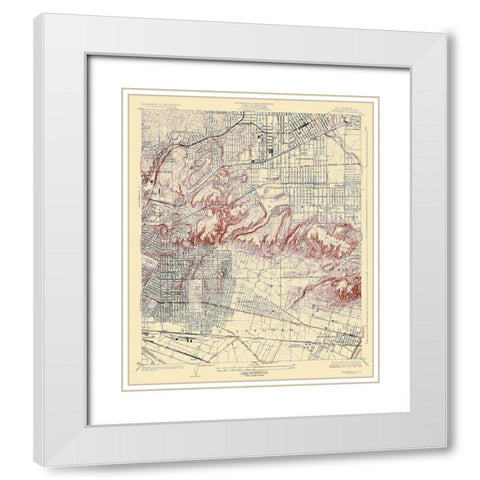 Alhambra California Quad - USGS 1926 White Modern Wood Framed Art Print with Double Matting by USGS