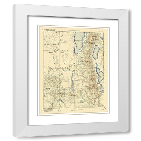 Alhambra California Sheet - USGS 1892 White Modern Wood Framed Art Print with Double Matting by USGS