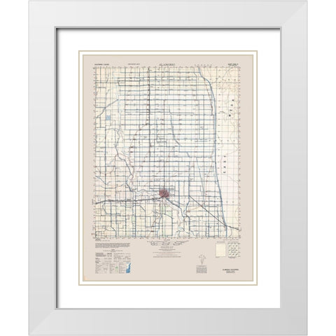 Alamorio Sheet - US Army  1944 White Modern Wood Framed Art Print with Double Matting by US Army