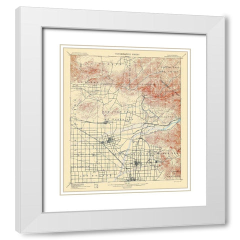 Anaheim California Quad - USGS 1901 White Modern Wood Framed Art Print with Double Matting by USGS