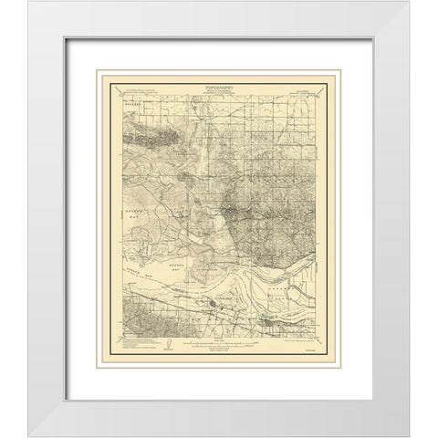 Antioch California Quad - USGS 1908 White Modern Wood Framed Art Print with Double Matting by USGS