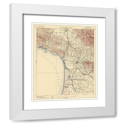 Arroyo Grande California Quad - USGS 1897 White Modern Wood Framed Art Print with Double Matting by USGS