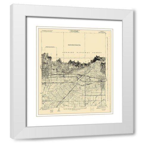 Azusa California Quad - USGS 1928 White Modern Wood Framed Art Print with Double Matting by USGS