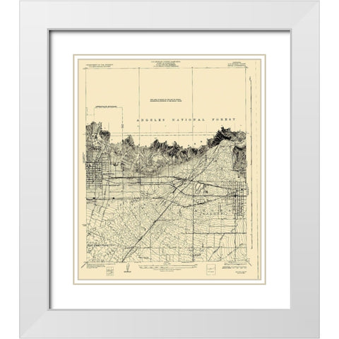 Azusa California Quad - USGS 1928 White Modern Wood Framed Art Print with Double Matting by USGS