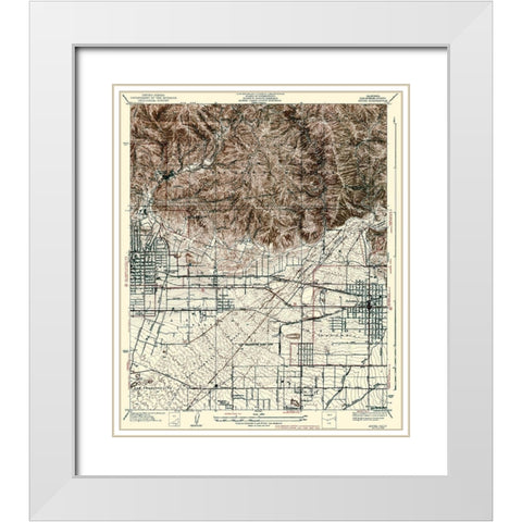 Azusa California Quad - USGS 1939 White Modern Wood Framed Art Print with Double Matting by USGS