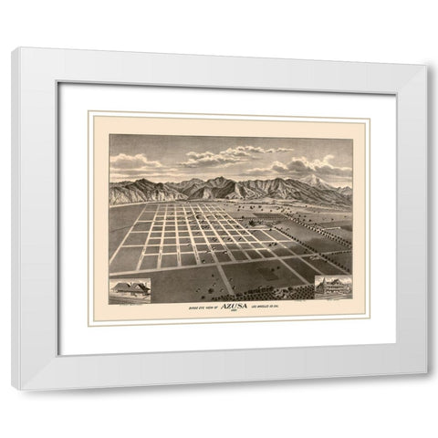 Azusa California - Moore 1887  White Modern Wood Framed Art Print with Double Matting by Moore
