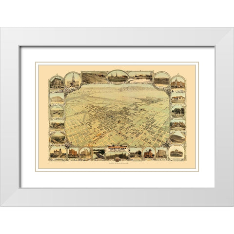 Bakersfield California - Stone 1901  White Modern Wood Framed Art Print with Double Matting by Stone