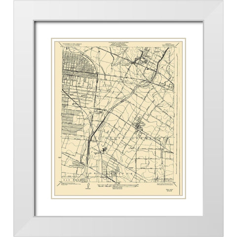 Bell California Quad - USGS 1925 White Modern Wood Framed Art Print with Double Matting by USGS