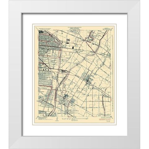 Bell California Quad - USGS 1936 White Modern Wood Framed Art Print with Double Matting by USGS