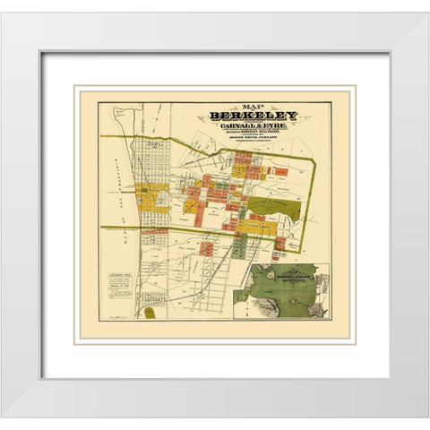 Berkeley California Landowner - Carnell 1880 White Modern Wood Framed Art Print with Double Matting by Carnell