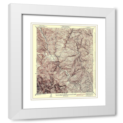 Beartrap Canyon California Quad - USGS 1938 White Modern Wood Framed Art Print with Double Matting by USGS