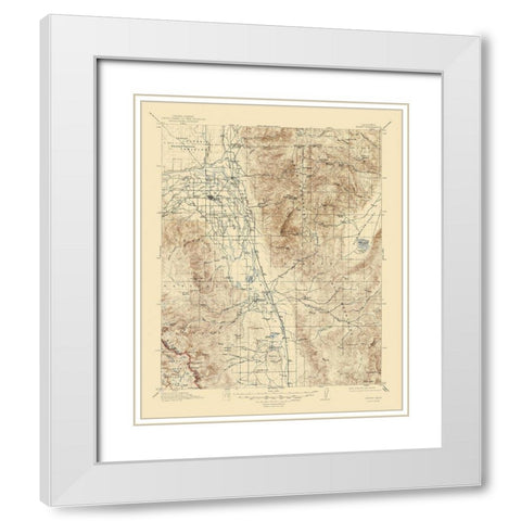 Bishop California Quad - USGS 1913 White Modern Wood Framed Art Print with Double Matting by USGS