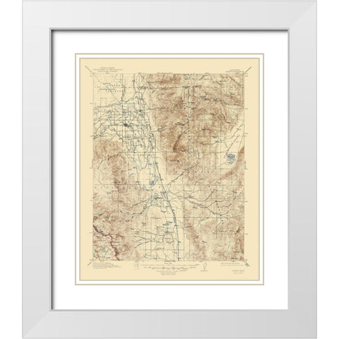 Bishop California Quad - USGS 1913 White Modern Wood Framed Art Print with Double Matting by USGS