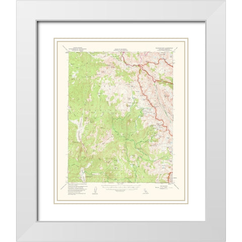 Blackcap Mountain California Quad - USGS 1962 White Modern Wood Framed Art Print with Double Matting by USGS