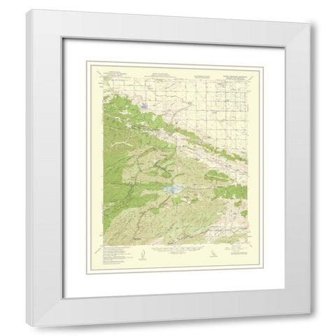 Bouquet Reservoir California Quad - USGS 1960 White Modern Wood Framed Art Print with Double Matting by USGS