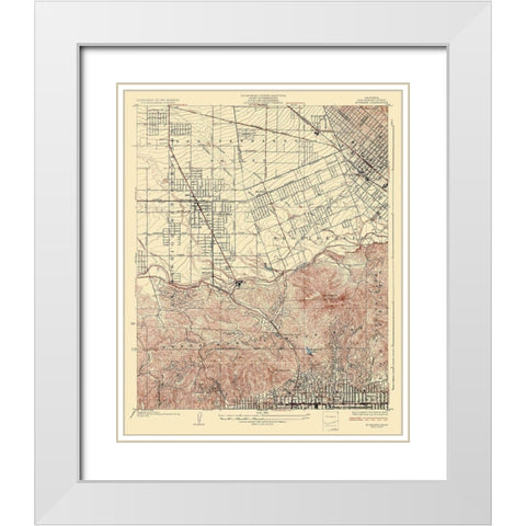 Burbank California Quad - USGS 1926 White Modern Wood Framed Art Print with Double Matting by USGS