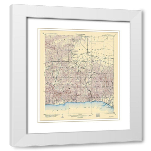 Calabasas California Quad - USGS 1903 White Modern Wood Framed Art Print with Double Matting by USGS