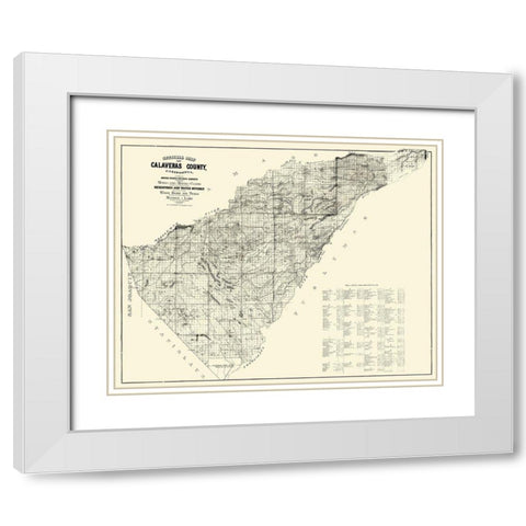 Calaveras California Mines  Mining Claims White Modern Wood Framed Art Print with Double Matting by Walkup