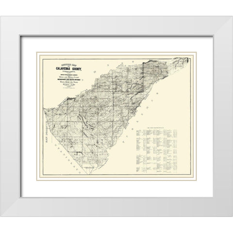 Calaveras California Mines  Mining Claims White Modern Wood Framed Art Print with Double Matting by Walkup