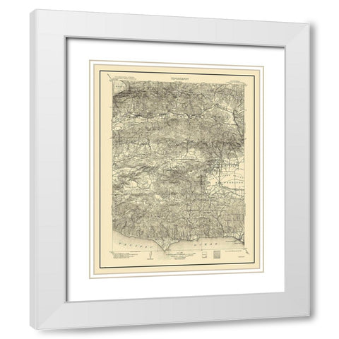 Camulos California Quad - USGS 1903 White Modern Wood Framed Art Print with Double Matting by USGS