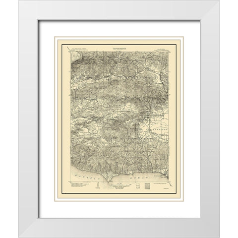 Camulos California Quad - USGS 1903 White Modern Wood Framed Art Print with Double Matting by USGS