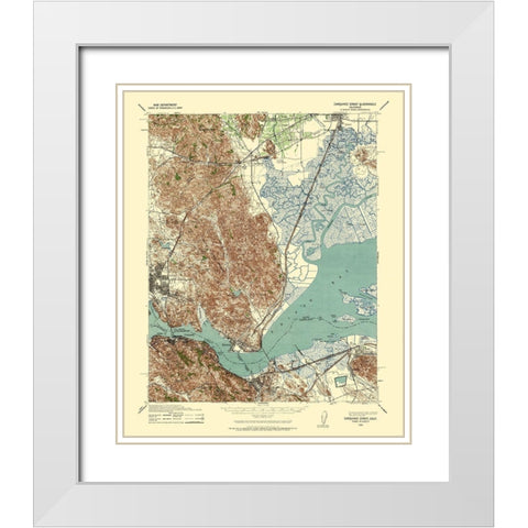 Carquinez Straight California - US Army 1940 White Modern Wood Framed Art Print with Double Matting by US Army
