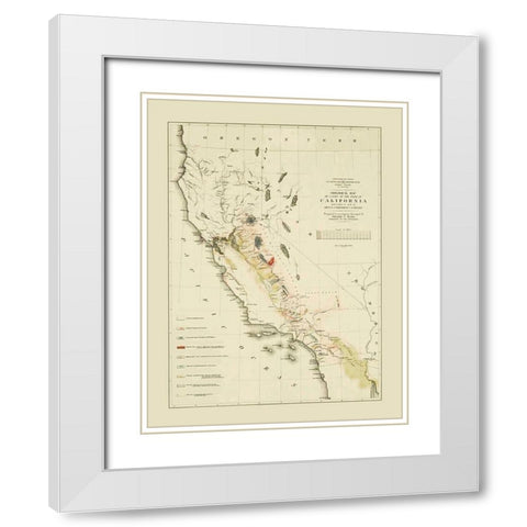 California - Sarony  1853 White Modern Wood Framed Art Print with Double Matting by Sarony