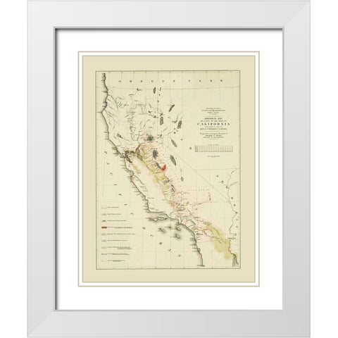 California - Sarony  1853 White Modern Wood Framed Art Print with Double Matting by Sarony